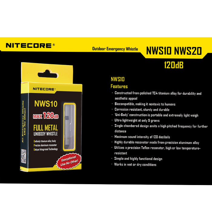 Nitecore NWS10 120DB Titanium Survival Emergency Whistle 鈦合金戶外求生哨子