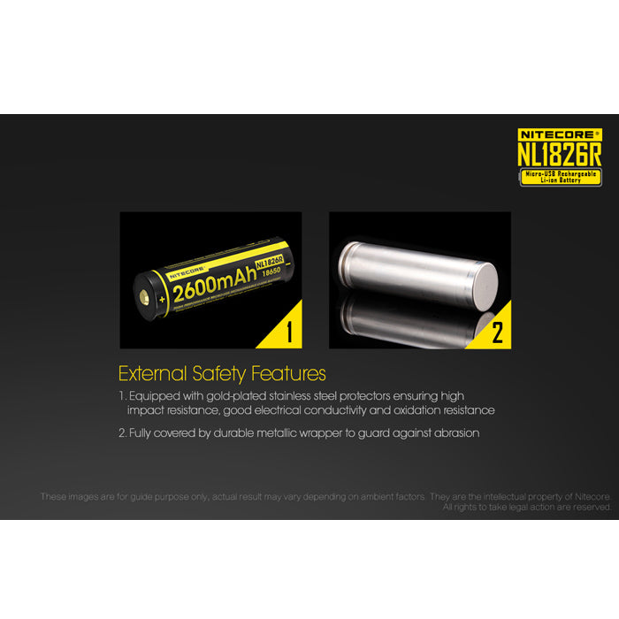 Nitecore NL1826R 2600mAh Micro-USB Rechargeable Battery 充電池