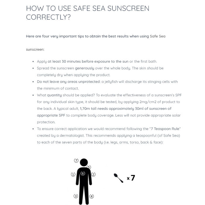 Safe Sea Anti-Jellyfish Sting Protective SPF50+ Sunscreen Lotion (Marine Friendly)