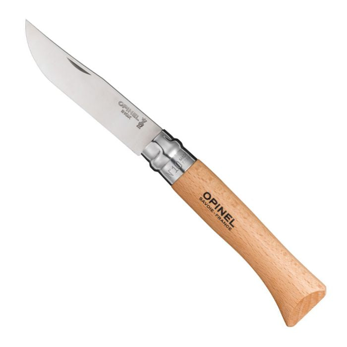 Opinel No. 10 Folding Knife Inox 10號不鏽鋼尖頭摺刀 (原木色)