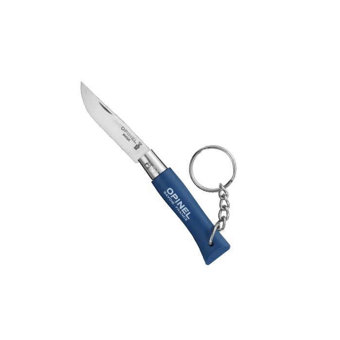 Opinel No. 4 Folding Knife Inox with Keychain Blue 4號不鏽鋼尖頭摺刀連鎖匙扣 (藍色)