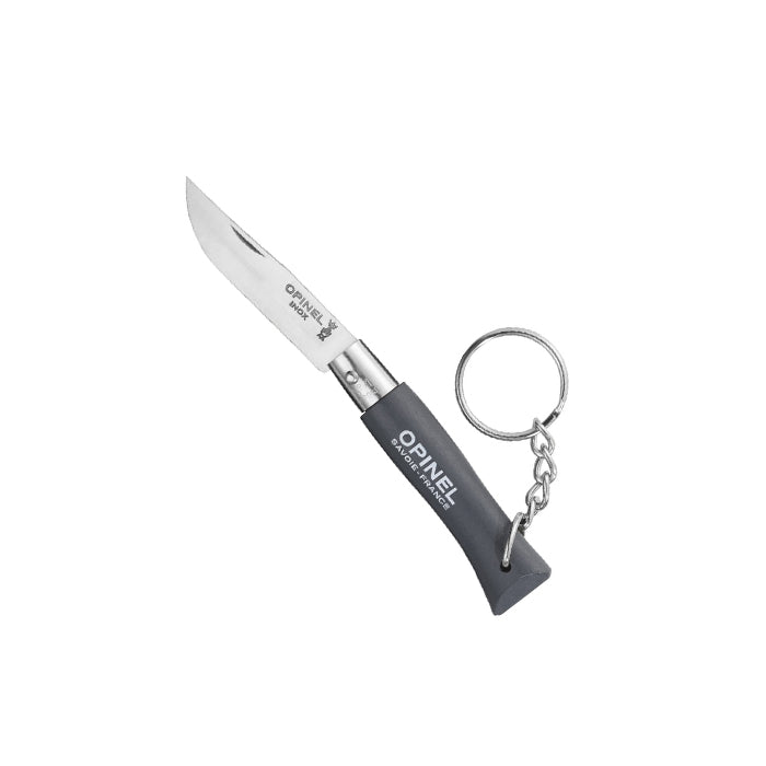 Opinel No. 4 Folding Knife Inox with Keychain Grey 4號不鏽鋼尖頭摺刀連鎖匙扣(灰色)